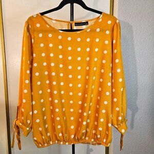 Metaphor Mustard Yellow with Polka Dot Women's Blouse/Size L